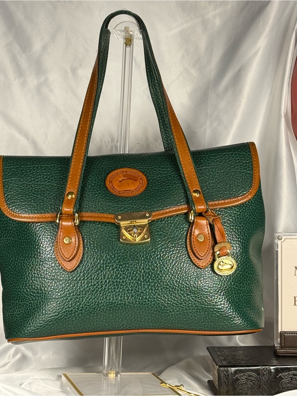 Vintage Dooney & Bourke AWL Green Crossbody Shoulder Bag Made in Korea